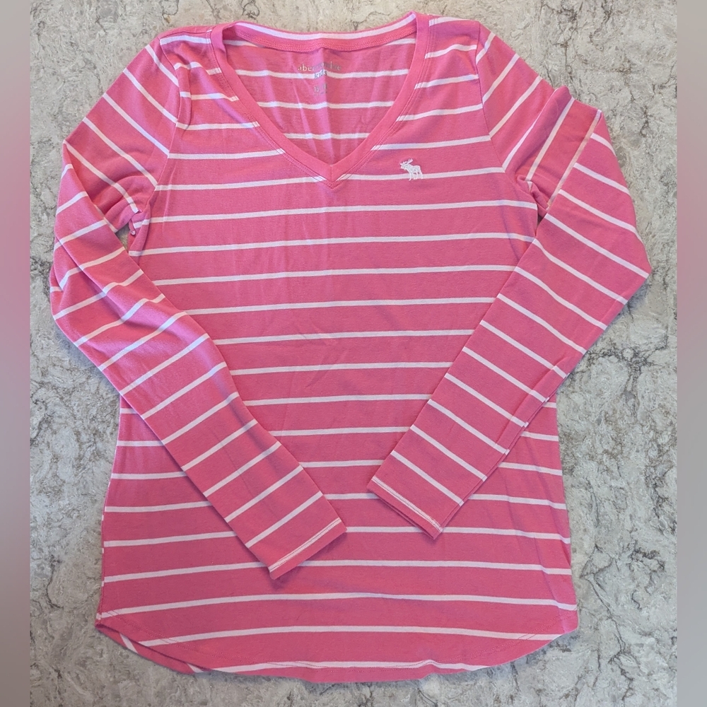 Abercrombie & Fitch Pink Striped Long Sleeve Top